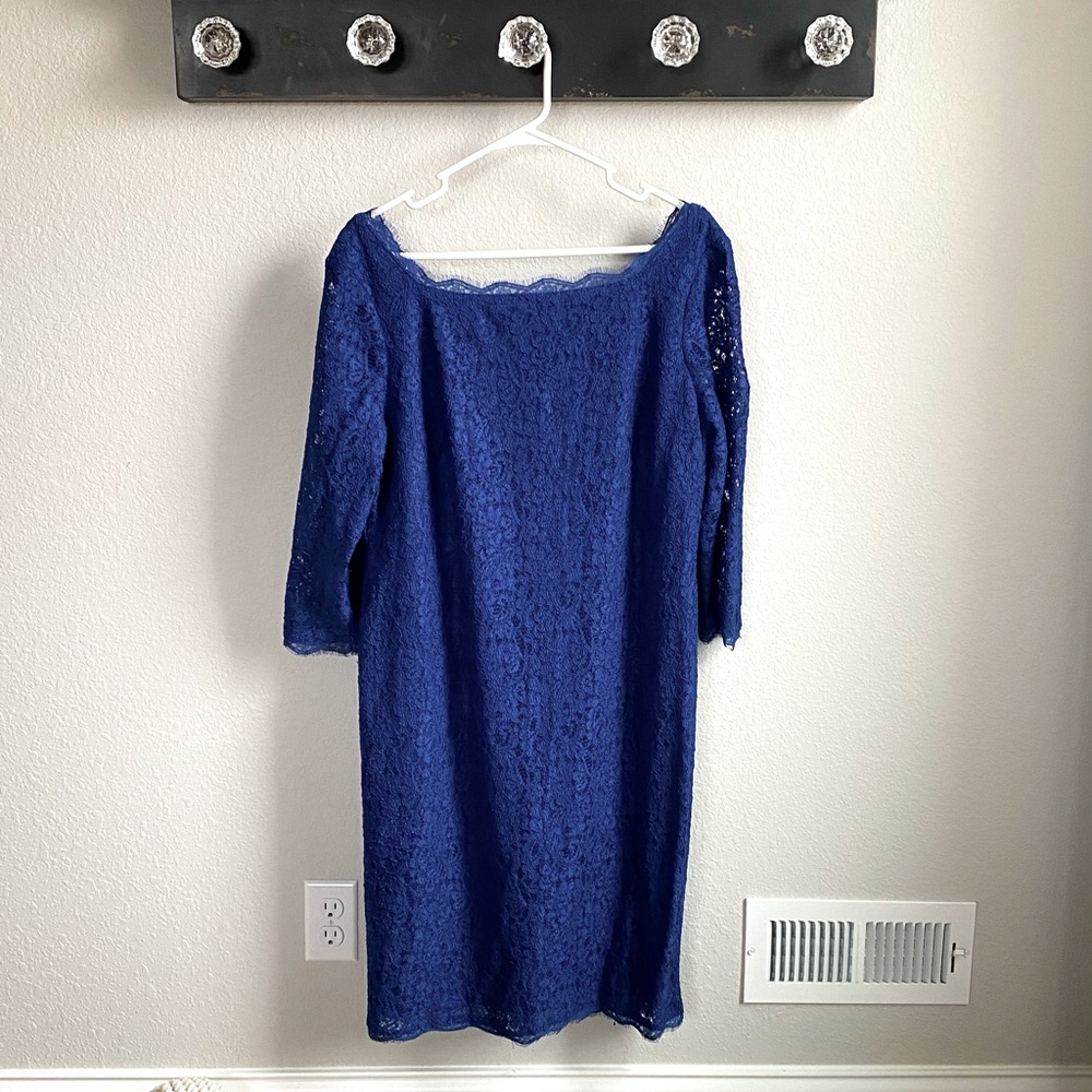 Adrianna Papell Blue Lace Dress